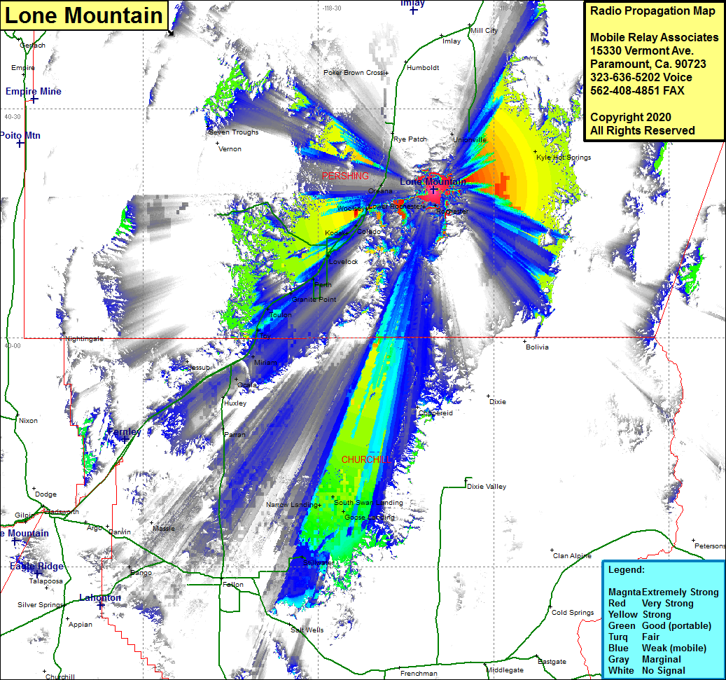 heat map radio coverage Lone Mountain